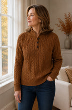 Aveline™ Cable-Knit Button Collar Sweater