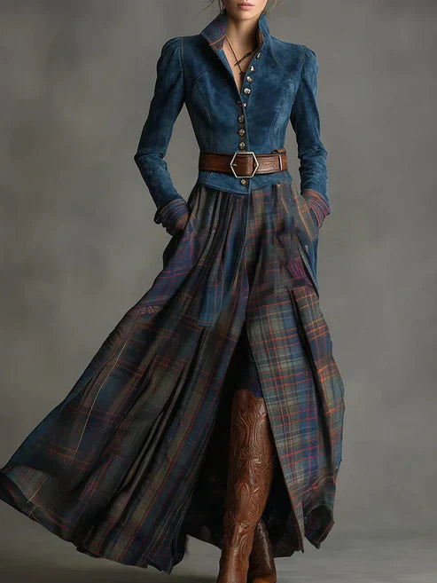 Adelaide | Elegant Plaid Maxi Dress