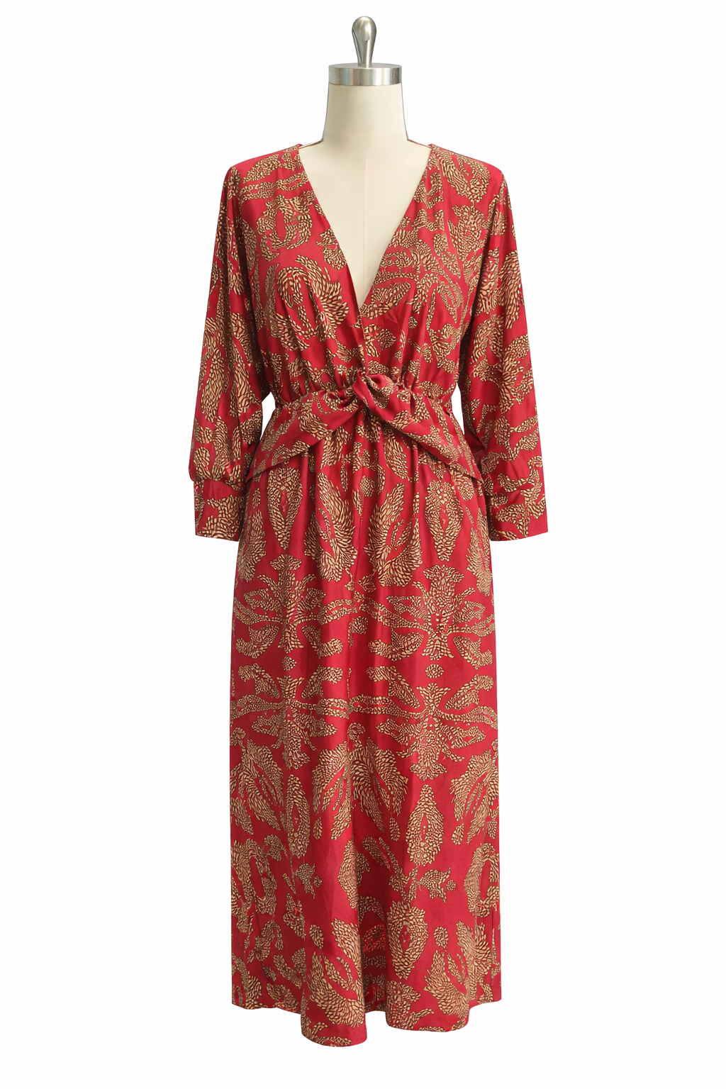AuroraBelle™ | Elegant V-Neck Midi Dress
