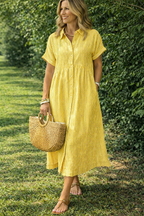 MapleBreeze™ | Striped Midi Shirt Dress