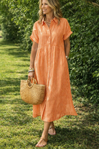 MapleBreeze™ | Striped Midi Shirt Dress