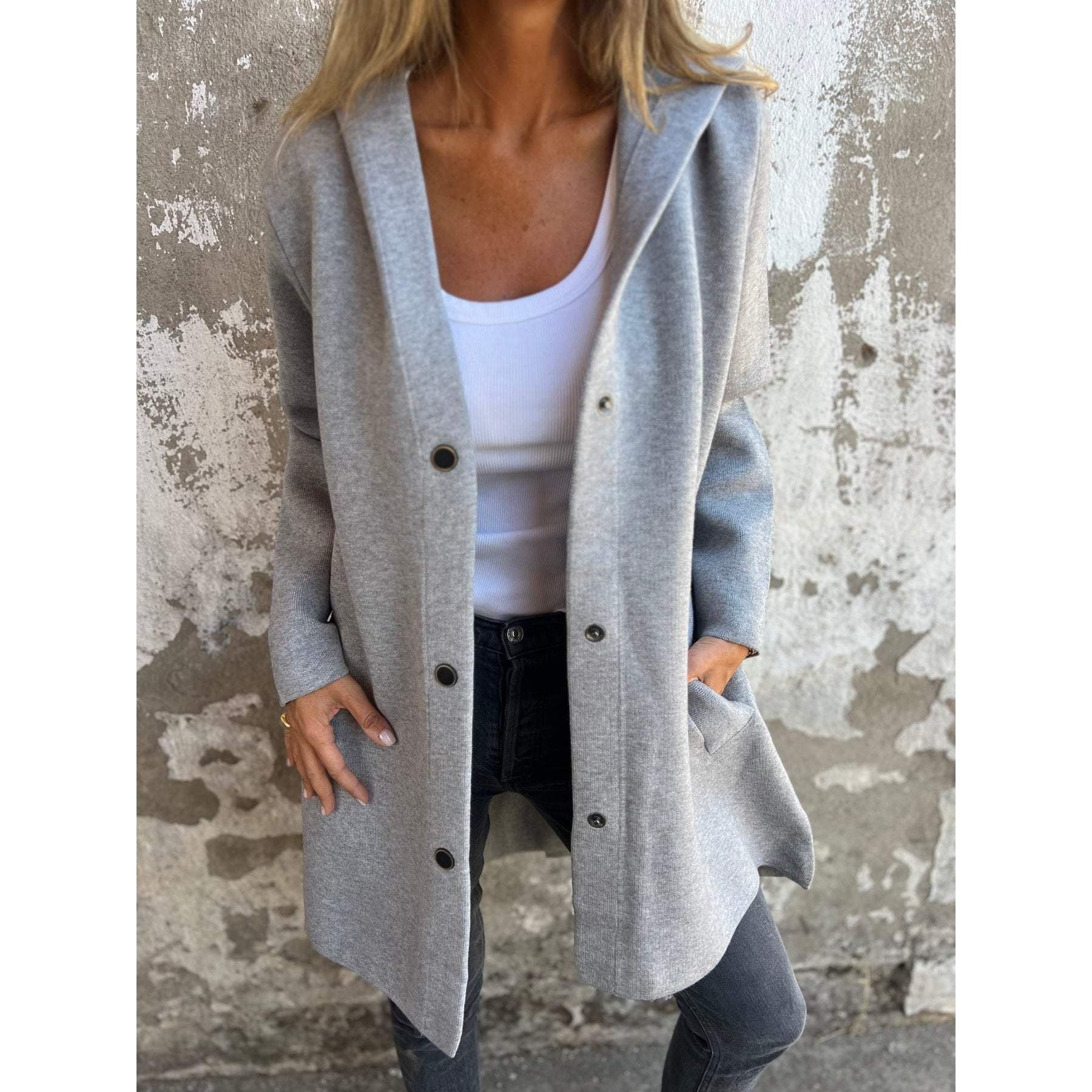 Vest met capuchon | Dames tussen jas/vest met strakke lijnen en tijdloos design
