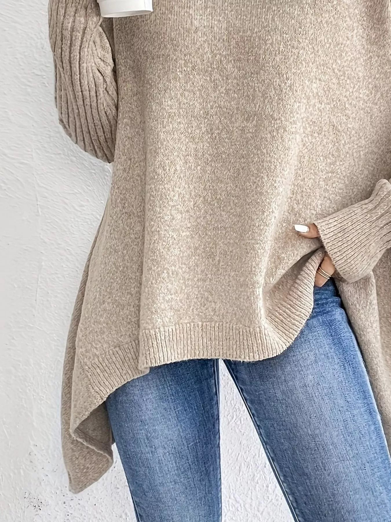 Turtleneck Dropped Shoulder Sweater