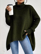 Turtleneck Dropped Shoulder Sweater