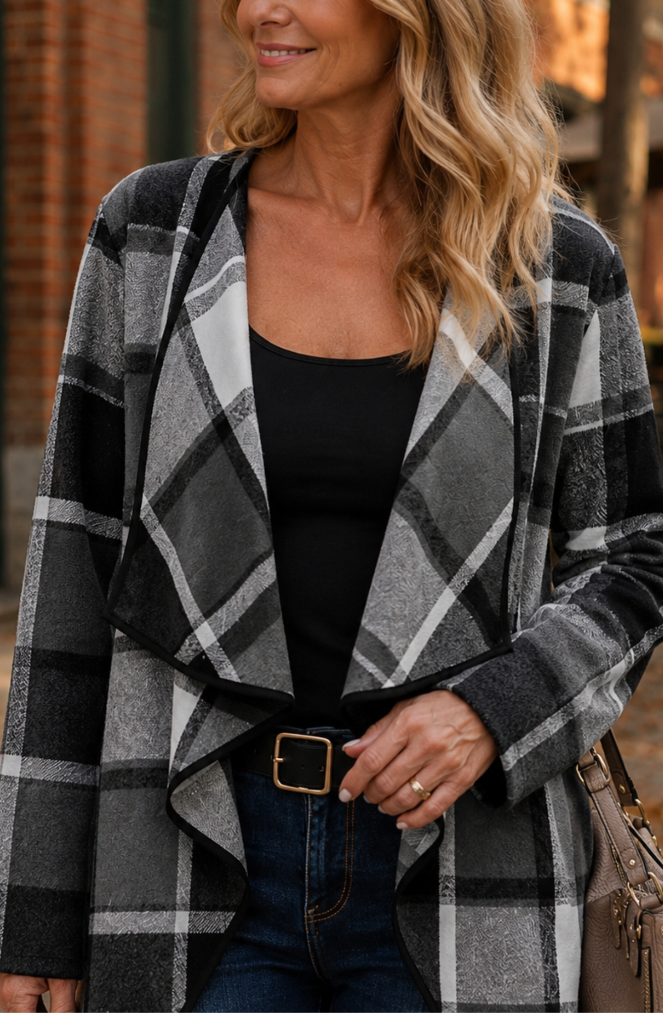 Sienna™ Plaid Draped Jacket