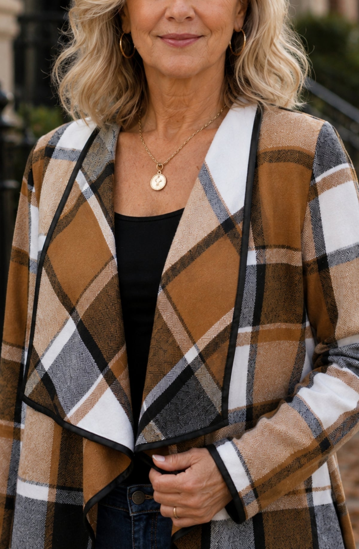 Sienna™ Plaid Draped Jacket