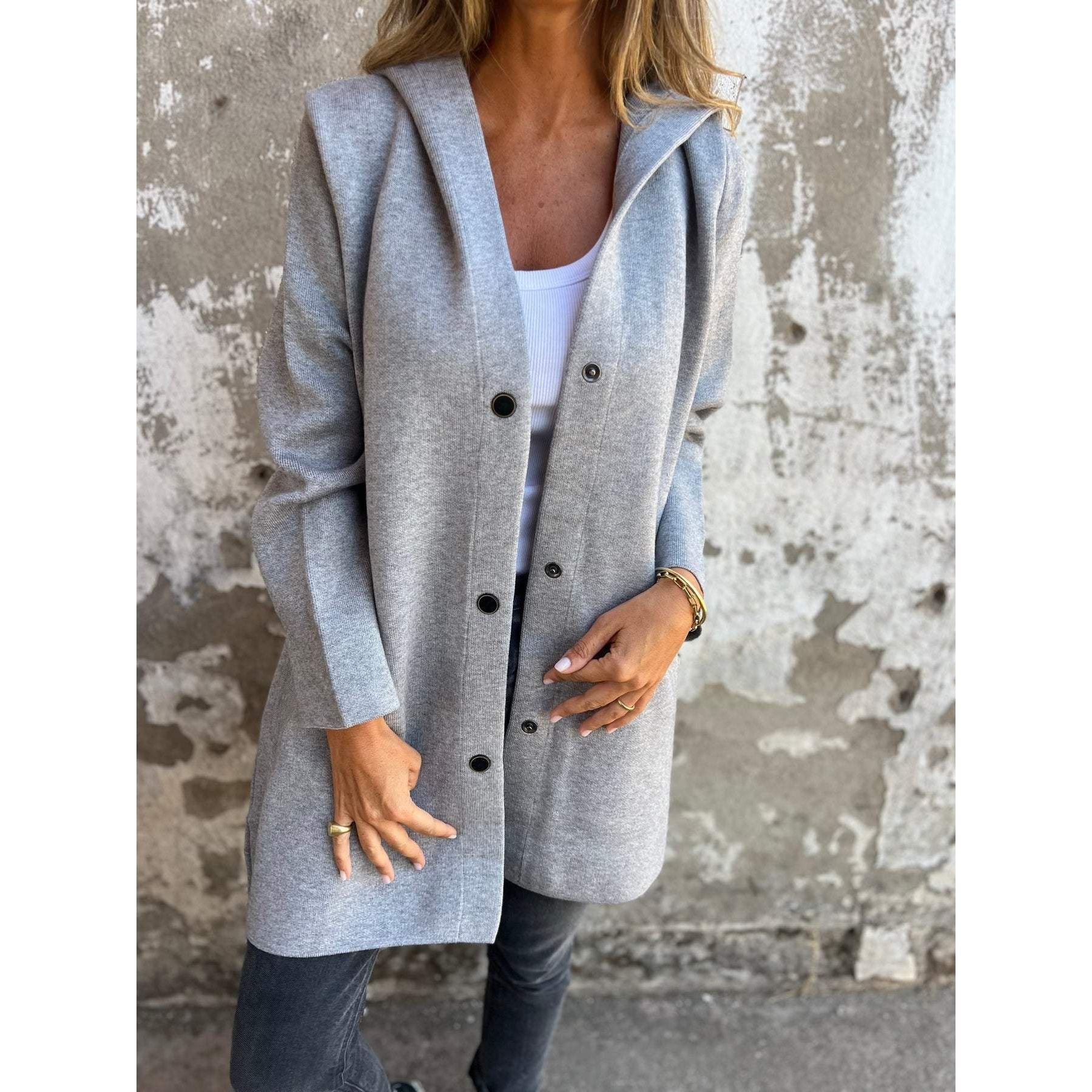 Vest met capuchon | Dames tussen jas/vest met strakke lijnen en tijdloos design