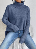 Turtleneck Dropped Shoulder Sweater
