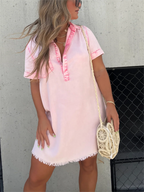 New Women's Washed Shirt Dress