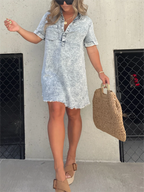 New Women's Washed Shirt Dress