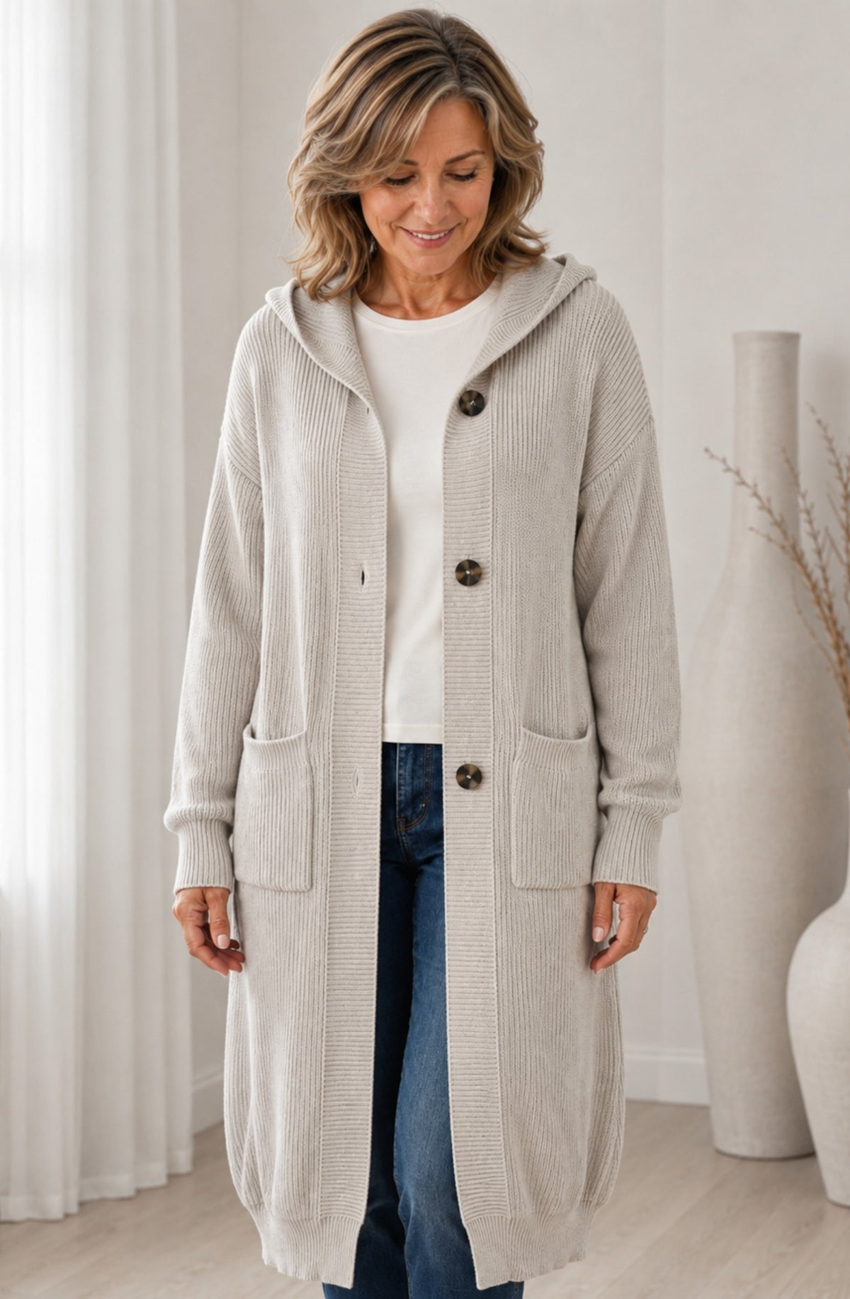 Élodie™ Elegant Long Knit Cardigan