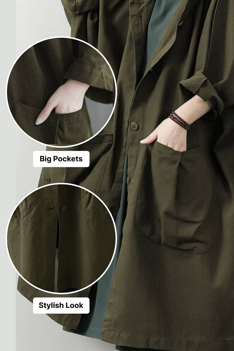 One Size Fits All Oversized Water-Resistant Windbreaker Jacket