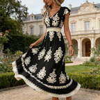 👗New arrival 60% OFF!🏖️Women's V-Neck Baroque Print Flowy Maxi Dress