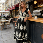 👗New arrival 60% OFF!🏖️Women's V-Neck Baroque Print Flowy Maxi Dress