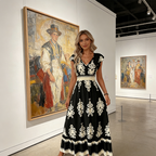 👗New arrival 60% OFF!🏖️Women's V-Neck Baroque Print Flowy Maxi Dress
