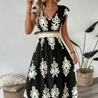 👗New arrival 60% OFF!🏖️Women's V-Neck Baroque Print Flowy Maxi Dress