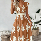 👗New arrival 60% OFF!🏖️Women's V-Neck Baroque Print Flowy Maxi Dress
