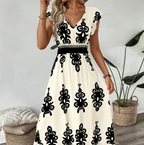 👗New arrival 60% OFF!🏖️Women's V-Neck Baroque Print Flowy Maxi Dress