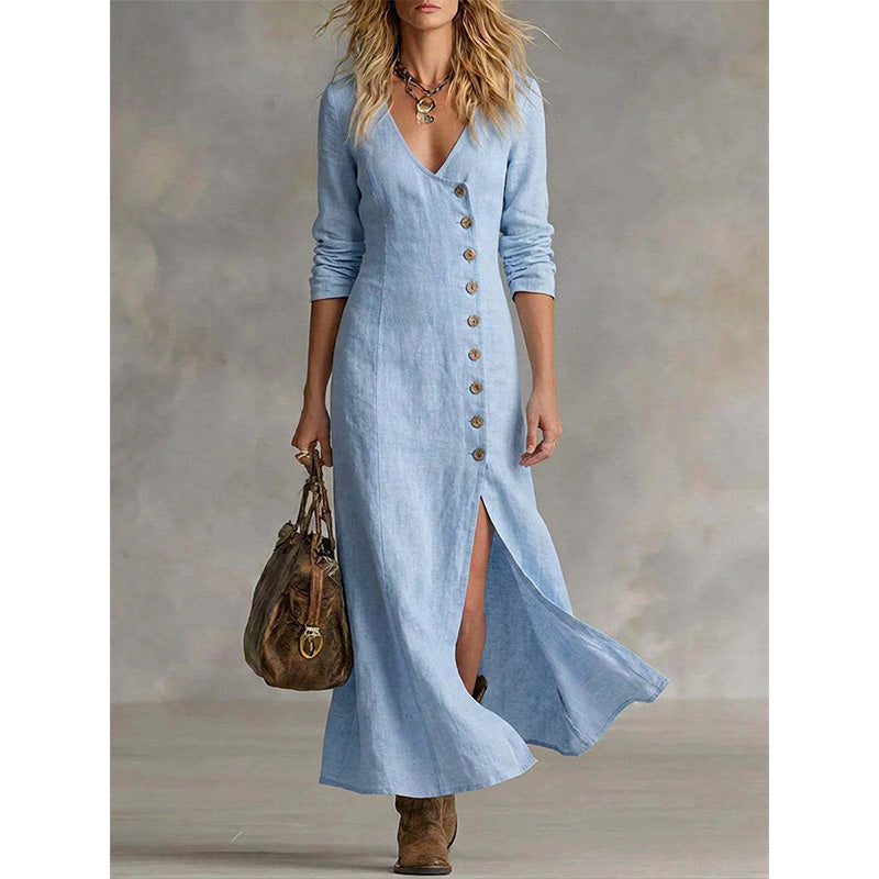 Rochie cămașă cu mânecă lungă, inspirată de stilul vintage