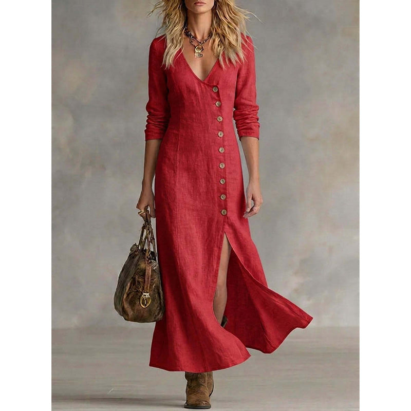 Rochie cămașă cu mânecă lungă, inspirată de stilul vintage