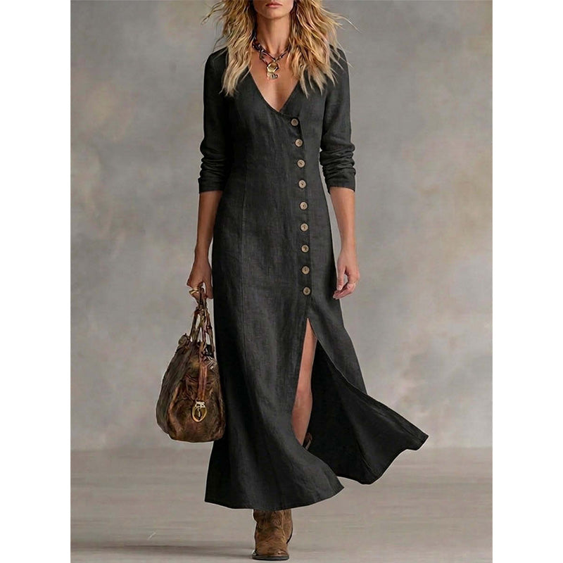 Rochie cămașă cu mânecă lungă, inspirată de stilul vintage