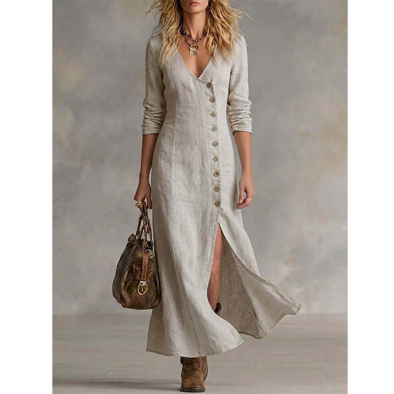 Rochie cămașă cu mânecă lungă, inspirată de stilul vintage