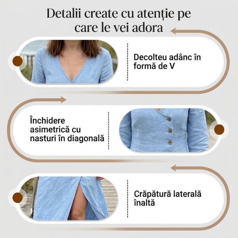 Rochie cămașă cu mânecă lungă, inspirată de stilul vintage