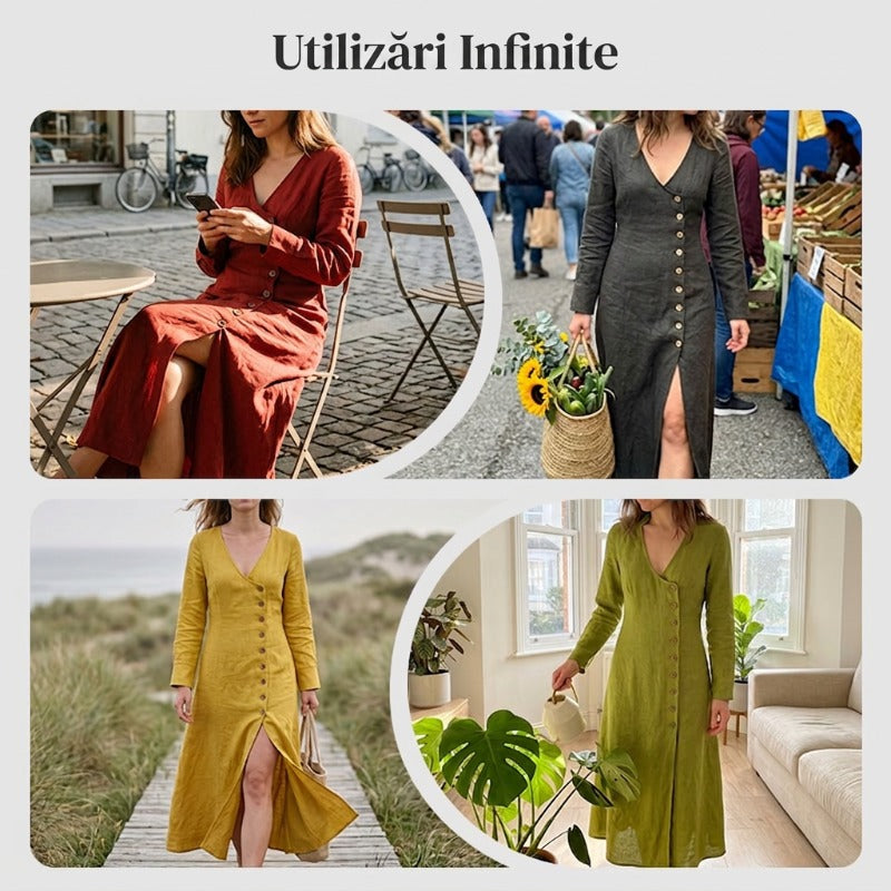 Rochie cămașă cu mânecă lungă, inspirată de stilul vintage